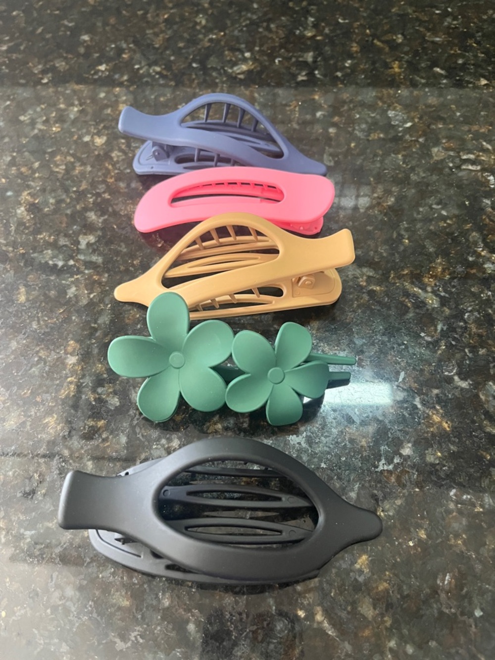 Kids/Adult Matte Flower & Snap Hair Clip Set in Green, Pink, Purple, Tan, Black